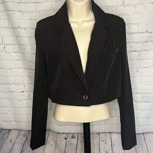 Princess Polly Elori Crop Blazer, Black, US Size 4